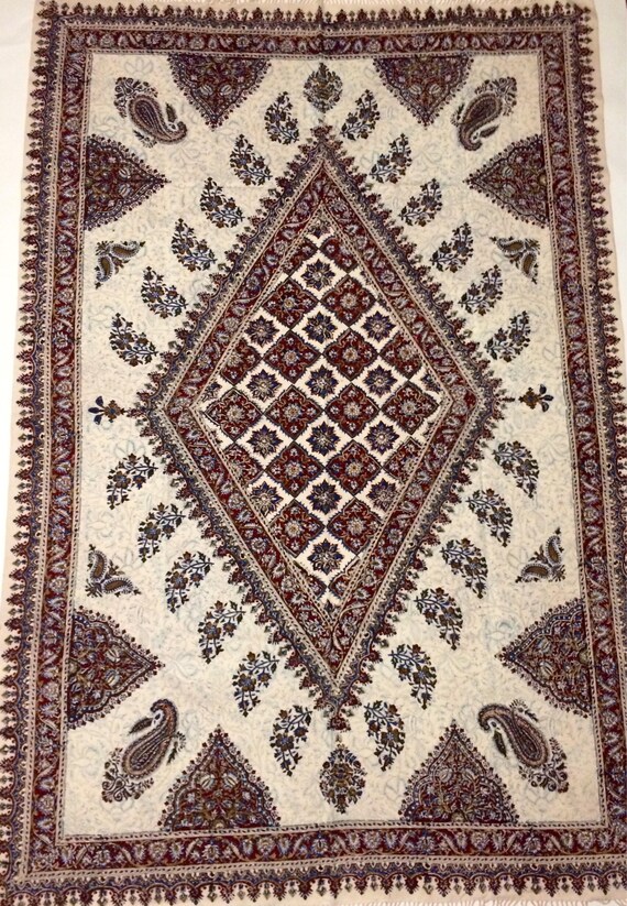 78" inches Oriental Tablecloth, paisley design, block printed fabric - Tapestry or bedspread - Hand Dyed , wall decor