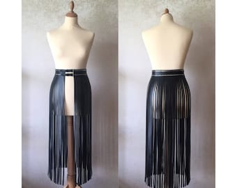 Leather fringe belt "Kylie Jenner belt" style Shimmy & Shake long skirt