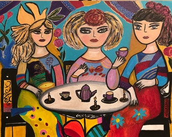 High Tea. Acrylic painting on stretched canvas 50 cm x40 cm