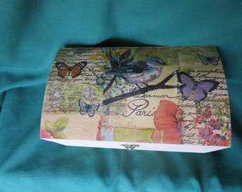 Jewelry Box, Nature Inspired, chest style with tray and mirror, lift out tray, ring storage