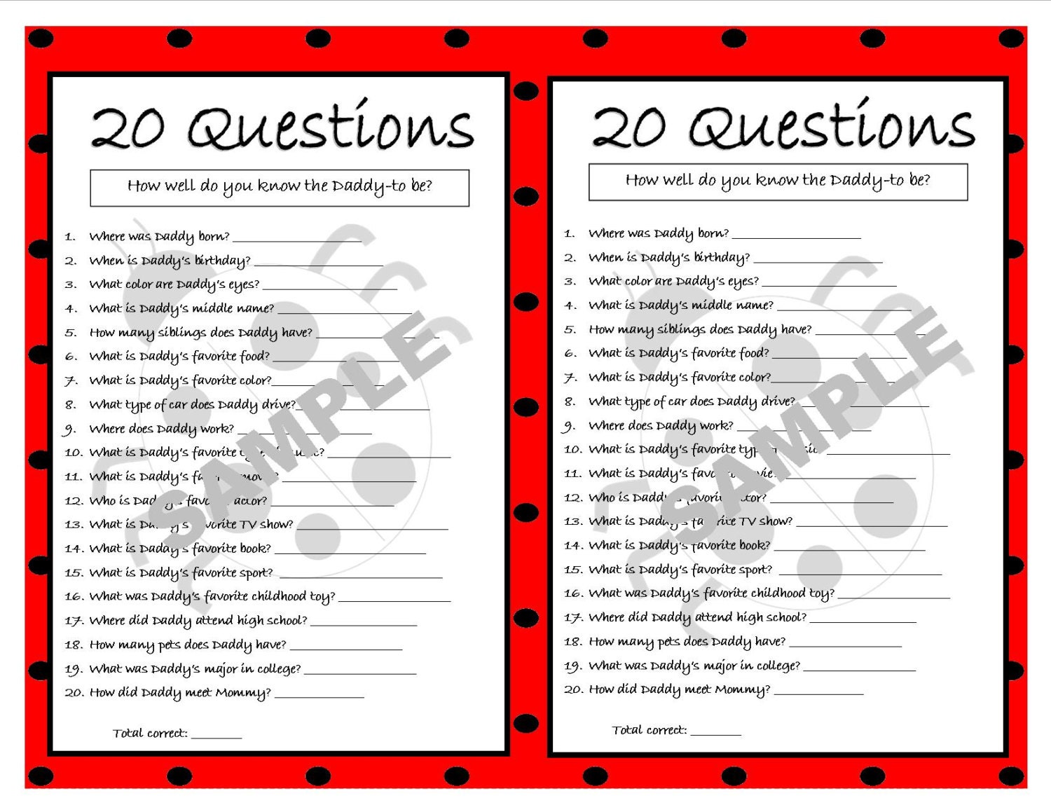 20 Questions Ladybug Printable Party Game Ladybug Baby