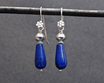 Lapis Lazuli Earrings, Lapis and Silver Earrings, Lapis Drop Earrings, Natural Lapis Lazuli, Sterling Silver