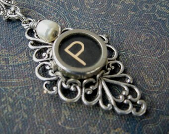Typewriter Key Jewelry - Typewriter Necklace Letter P