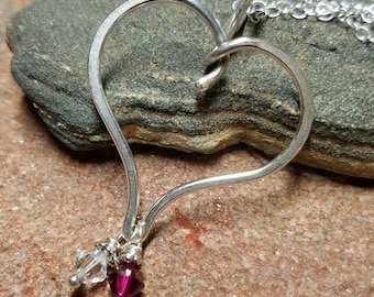Unique Sterling Silver Charm Holder and 2 Birthstone Necklace - Choose from Several Styles and Finishes - Handmade to Order