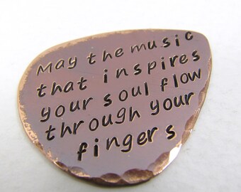 Personalized Copper Guitar Pick, Custom Guitar Pick, Guitar Pick Key Ring Key Chain, Guitar Pick Necklace, Copper 7th Anniversary, Nicole