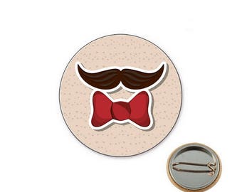 Mustache tie Ø25mm pin badge