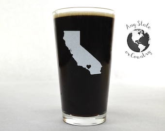 Custom Beer Glass - Custom Pint Glass - State Pint Glass - Personalized Pint Glass - Groomsmen Gift
