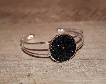 Black Druzy Cuff Bracelet