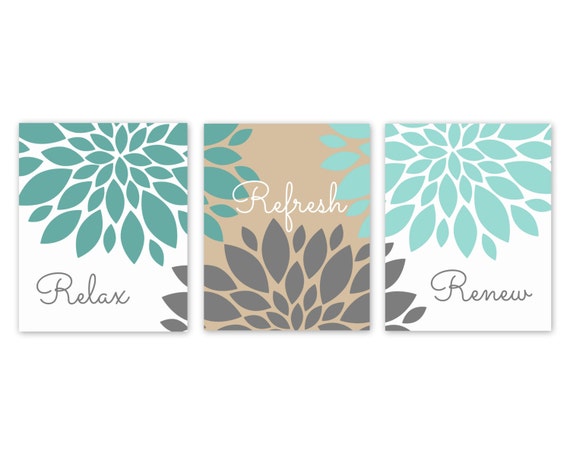 Bathroom Wall Art Relax Refresh Renew Home Decor Bathroom Wall