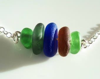 Seaham Sea Glass Green Necklace made in sterling silver - E1783 - from Seaham, UK