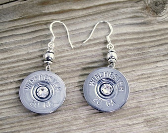 Bullet Earrings / Nickel Shotgun Shell Dangle Earrings WIN-#-NNB-DBE / Shotgun Earrings / Shotgun Shell Earrings / Nickel Earrings / Custom