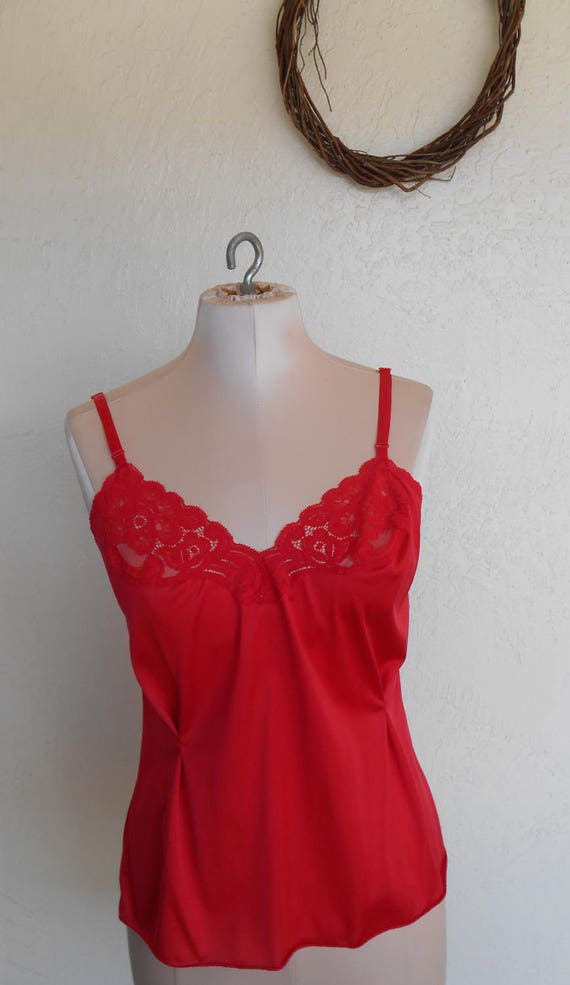 Vintage Camisole Size 34 Vanity Fair Cami Red Half Slip