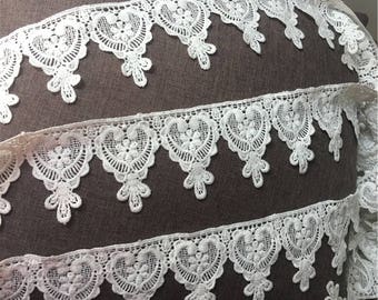 Clothing Embroidery Trimmings Venice Lace Trims Bobbin Lace 7cm 2.7" Off-white Bridal Wedding Dress Lace Trimming BYDC170