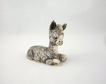 Vintage Donkey Figurine, Black and White, 1960s