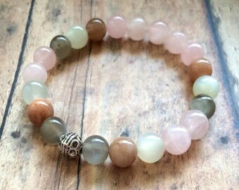 Fertility Bracelet, Moonstone Fertility Bracelet, Moonstone Rose Quartz Bracelet, TTC Hope Bracelet, Fertility Journey Jewelry
