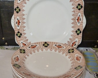 Art Deco Imari Gladstone Side Plates and Serving Plates Vintage 1920s