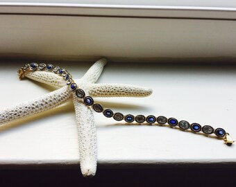 DAINTY DIAMONDS and Sweet Sapphires - Vintage Link Bracelet