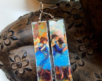Degas Ballerina Upcycled Tin Lightweight Earrings 925 Sterling Silver Ear Wires Boho Hippy Art Lover Wearable Art Boho Hippy Unusual Gift