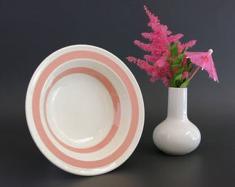 Pink Striped Carrigaline Pottery Cereal Bowl - Pink and White Stripe - Colleen Kitchenware - Cork Ireland, Irish Pottery - Pink Carrigaline