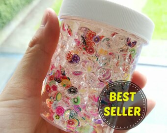 Iced Fruit Cocktail Slime | Fishbowl Slime | Clear Slime with Fruit Slices | Yummy Slimery