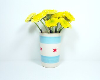 itty bitty cylinder featuring the Chicago Flag design, Made to Order.