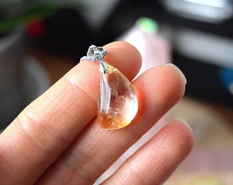Citrine Crystal Pendant Necklace, Citrine Pendant, Crystal Necklace, Citrine Jewelry - Joy, Abundance, Happiness - 12d