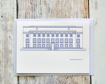 Greeting Card featuring a digital drawing of The School Of Tropical Medicine London