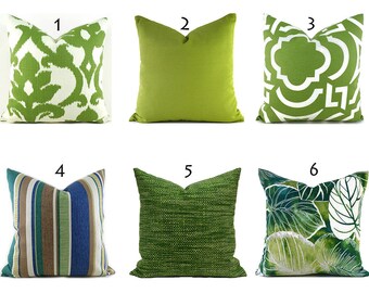 Outdoor Pillows Outdoor Pillow Covers Decorative Pillows ANY SIZE Pillow Cover Green Pillows You Choose