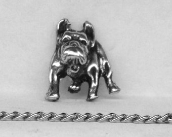 Bulldog Tie Tack Sterling Silver Free Shipping