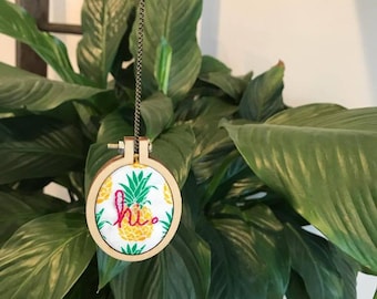 Embroidery Hoop Necklace {Pineapple}