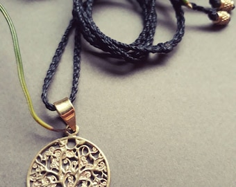Tree of life necklace (brass/macrame)