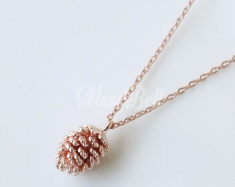 Rose gold pinecone necklace, Nature inspired, Nature necklace, Woodland necklace, Forest necklace, Winter necklace, Christmas gift, New year