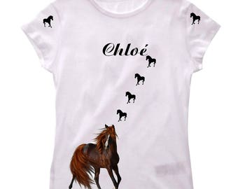 Girls horse personalized with name t-shirt