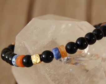 Jasper rondelles and Obsidian bracelet