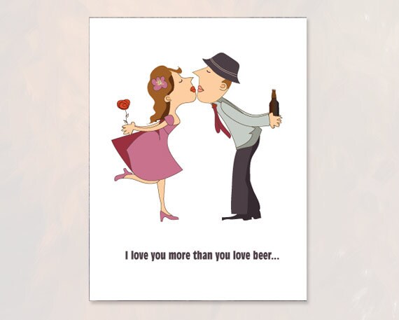 Romantic funny valentine card love card for him / her I