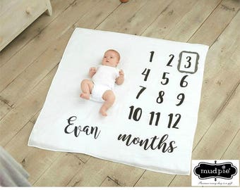 Baby Milestone Blanket-Personalized Baby Milestone Blanket-Baby Boy-Baby Girl-Baby Shower Gift-Monogram Baby Blanket-Photo Prop-Keepsake