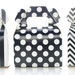 Wedding Favor Boxes, Black Gift Boxes (36 Pack)- Polka Dot, Chevron, Striped Small Black Candy Boxes, Birthday Party Favor Treat Gable Boxes