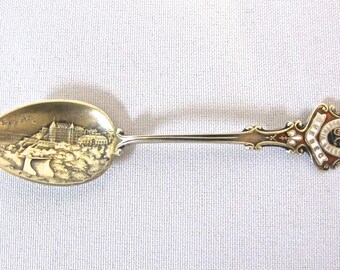 Wonderful Quebec Canada Seifert Sterling Silver and Enamel Souvenir Spoon (#1169)