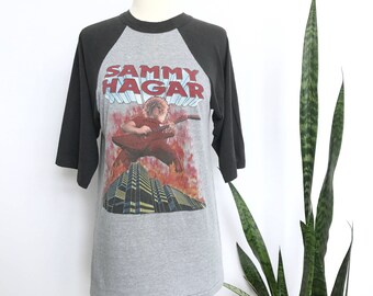 Vintage Sammy Hagar 1983 concert t-shirt Burning Across The States w/ the Red Rockers Tour, Van Halen 1980s concert tee w/ TICKET STUB