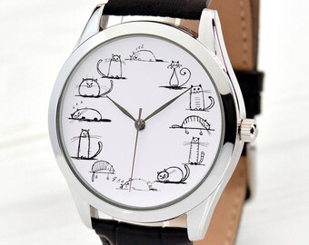 Lazy Cats Watch | Mother's Day Gift | Crazy Cat Lady Gift | Funny Gift for Cat Lover | Gift for Wife | Funny Cats Watch | FREE SHIPPING