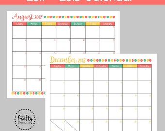 2017 - 2018 Dated Calendar: Instant Download