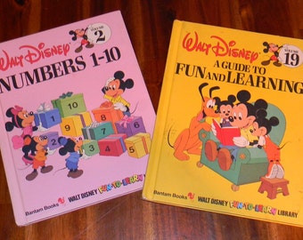 2 Vintage DISNEY Fun-To Learn Hardcover Books 1983 Volumes 2 & 19