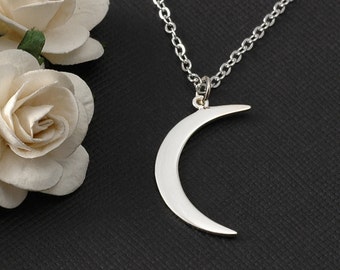 Moon necklace, sterling silver crescent moon necklace