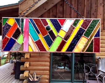 Horizontal Tectonic Stained Glass Sun Catcher