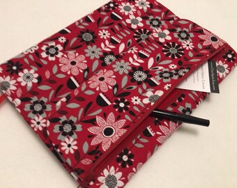 Composition Notebook Cover, Black & Red Floral