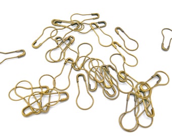 Bronze Metal Bulb Safety Pin Locking Stitch Markers