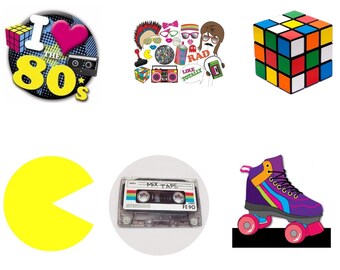 80's Theme Era Edible Party Image Cupcake Topper Frosting Icing Sheet Circles