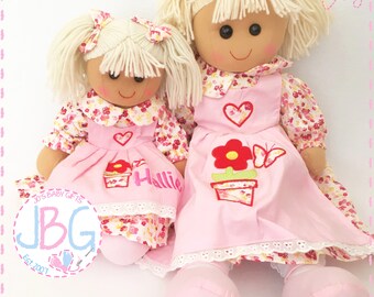 Personalised Rag Doll, Custom Rag Dolls, Embroidered Dolls, New baby girls gift, birthday or baby shower gift, baby girl