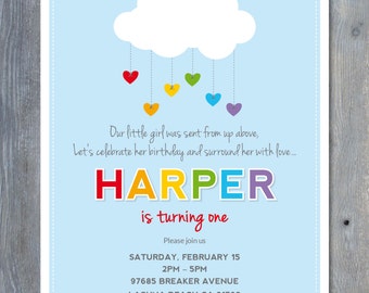RAINBOW Party Invitation - Printable File - Personalized - 7"x5" - Print Your Own - DIY