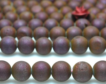 61 pcs of Purple Titanium Coated Agate matte round beads in 6mm (07156#)